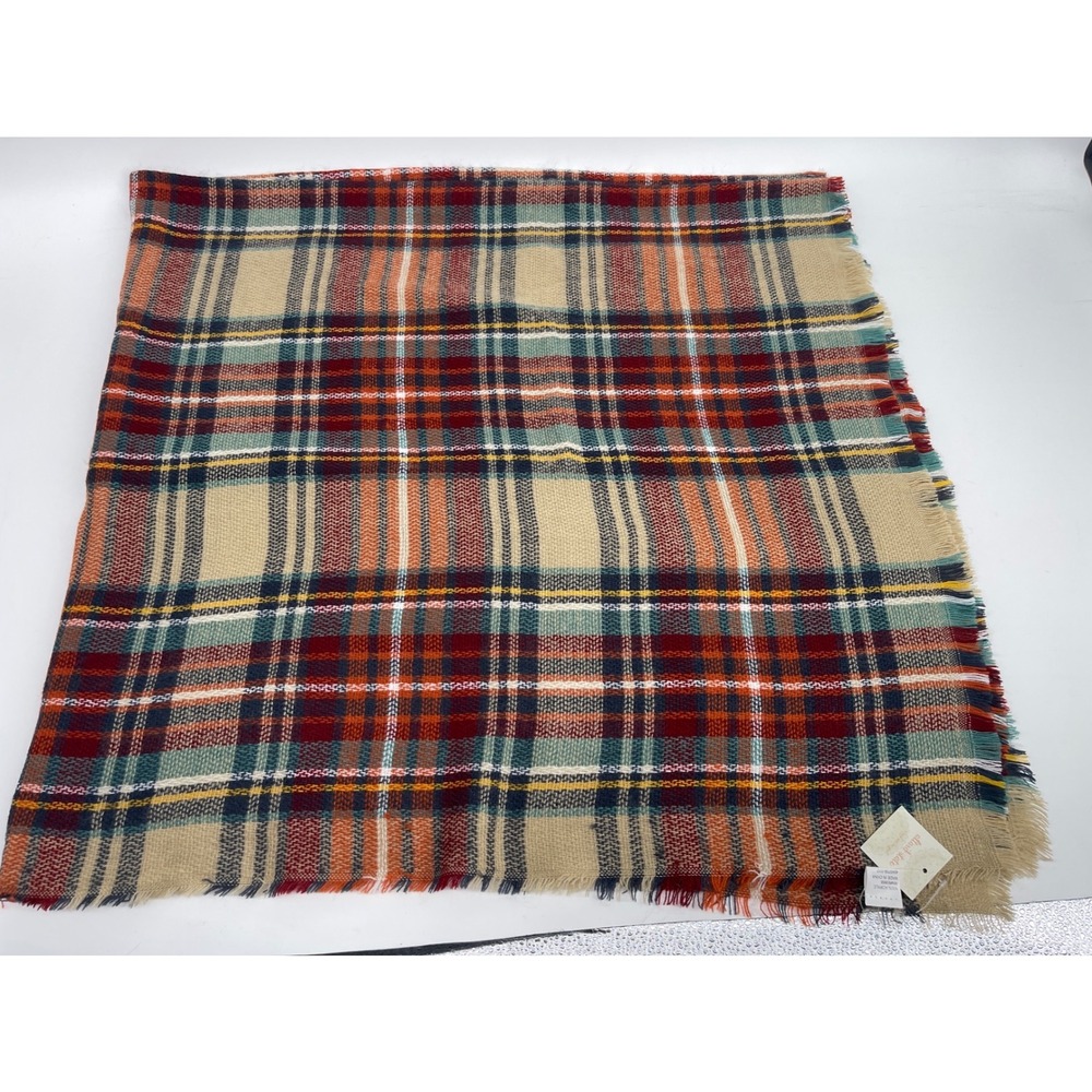 Altar'd State Adobe Rose Plaid Blanket Scarf Oversized Square Acrylic Fringe New